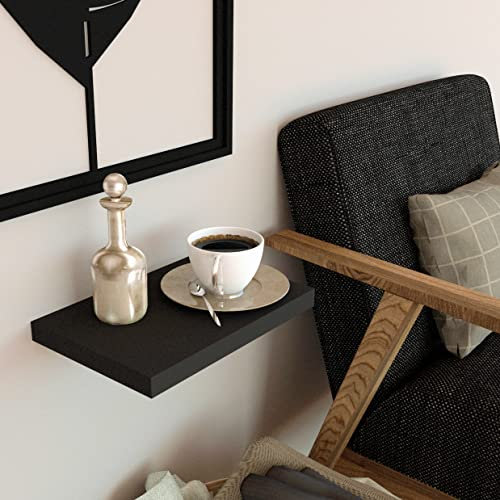 Henor Étagère Murale en Bois FSC® 30 x 15 x 3 cm. Charge 30 Kg.Support caché. Réglable horizontalement. Vertical et Inclinaison. Graphite