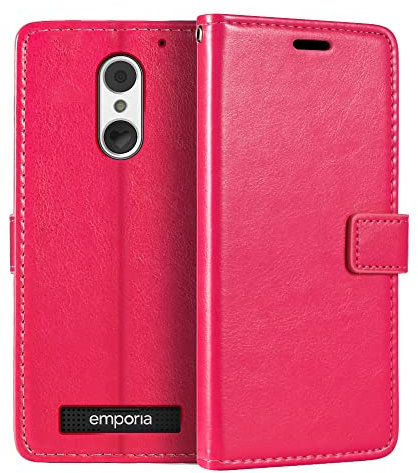 PU Leder Handyhülle Kompatibel mit Emporia Smart 4, Klapphülle mit Kartenfächern, Magnetverschluss und Rundumschutz mit Standfunktion (Rosenrot)