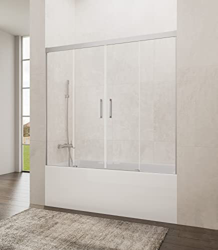 GME Spazio Paroi de baignoire avec 2 lames fixes + 2 lames coulissantes Transparent Plage d'installation 162-172 cm