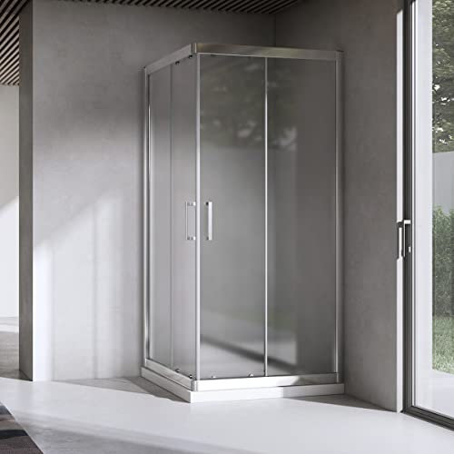 Yellowshop - serie EX Box doccia cabina bagno quadrato cm 100x100 o 120x120 cristallo 6mm stampato (opaco) struttura in alluminio (Cm 120x120)