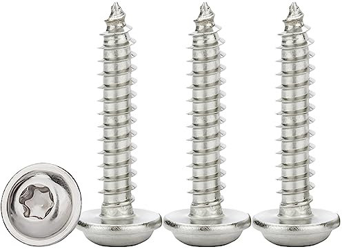Drenky Vis à Tôle Torx M4x18mm,50 Pièces Vis a Bois avec Rondelle Acier Inoxydable A2 V2A Vis Autoperceuse à Tête bombée Plate,Dureté élevée,Entièrement Fileté