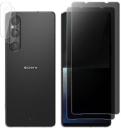 LanQii Privacy Pellicola Protettiva Compatibile con Sony Xperia 1 V, [2+2 Pezzi] Vetro Temperato Protezione + Fotocamera Posteriore Pellicola, Durezza 9H per Sony Xperia 1 V
