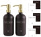 Janxin Seifenspender aus Glas, 2 Stück, Seifenspender für Küchenspüle mit Pumpe, Geschirrseife, Lotion (Schwarze Flaschen+Goldene Pumpen)