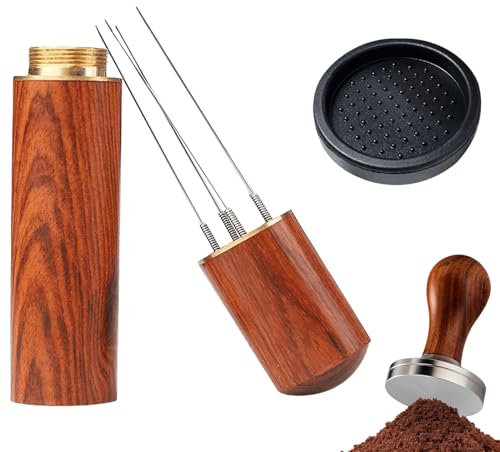 Acboor Kaffee Tamper 51mm, Kaffee Zubehör Set mit Kaffee Tamper Espresso Nadel Ablage für Cafes und Kaffeeliebhaber