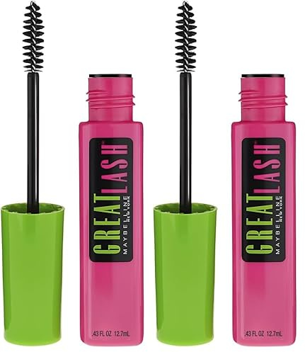 Maybelline Great Lash Volumising And Thickening Mascara, Blackest Black (Pack of 2)