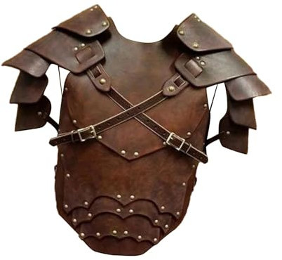 Perfeclan Ritterkostüm Wikinger Brust Schulterpanzer Dekoration Körper Brustgeschirr Achselzucken Rüstungen Samurai Rüstung für Cosplay Wikinger, braun