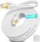 Soibke Cable Ethernet 25 Metros Cable de Red Plano Cat 8 Cable LAN 25m Alta Velocidad Blindado 40Gbps 2000MHz Cable RJ45 25m Blanco Gigabit Cable de Conexión para Rúter Módem (25 Clips)