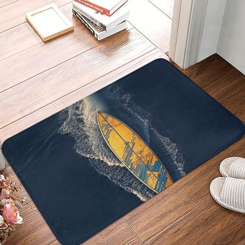 Surfbrett bedruckte Fußmatte rutschfeste Willkommensmatten langlebige Fußmatten Outdoor Eingangsbereich Türmatte Teppich für Innen- und Außeneingänge 61 x 40,6 cm