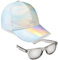 CityComfort Baseball Cap Mädchen, 2er-Set Verstellbarer Basecap & UV-Schutz Sonnenbrille Kinder - Geschenke für Mädchen (Silber)