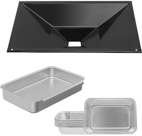 BBQ Future 66036 Fettwanne mit 83156 Auffangwanne für Weber Genesis II 300 Serie, Ersatzteil für Weber Genesis II 310/340 Gasgrill mit 10 Aluminium-Tropfwanneneinlagen, 45,7 x 33 cm