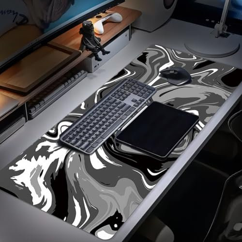 Schreibtischunterlage Mousepad XXL Gaming - 90 x 40cm Mauspad Groß, Wasserdicht Rutschfest, Schreibtisch Unterlage, Schreibtisch Unterlegmatte, Tischunterlage, für Büro Zuhause (Schwarz-grau)
