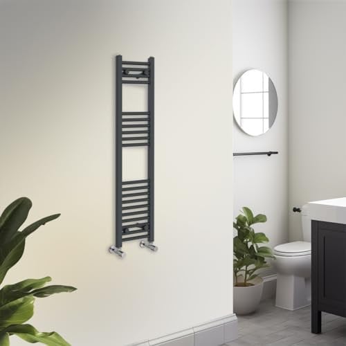 Warmehaus Towel Radiator 1200 x 300mm Grey Contemporary Bathroom Towel Rail - Straight