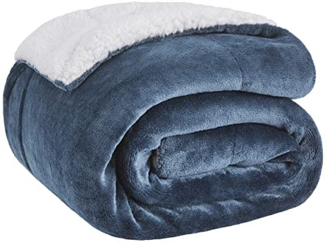 BEDSURE Kuscheldecke - Warm Sherpa Wolldecke & Sofadecke, Flauschig Sofaüberwurf Decke, Dicke Couchdecke, Fleecedecke, Flauschige Wohndecke für Couch, Schieferblau, 150x200 cm, XL