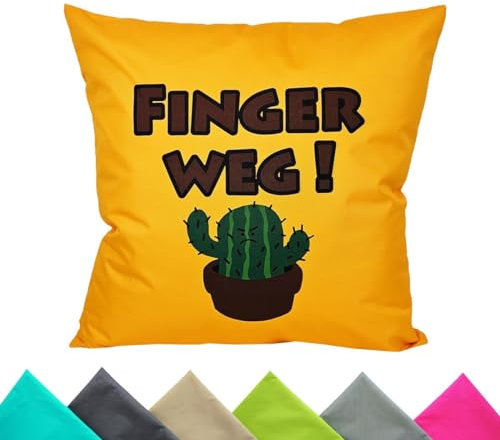 JACK 1x 50x50cm Outdoor Kissenhülle Motiv Bezug Wasserabweisend Sitzkissen Garten Stuhl Lotus Effekt lustig, Farbe:Finger Weg