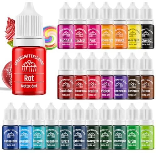 Waysroma Colorant Alimentaire 26 Couleurs, Hautement Concentré & Sans Sucre Colorant Alimentaire Liquide pour Pâtisserie, Gâteaux, Macarons, Glaçages, Fondants, Pâques Biscuits, Beignets