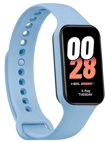 OcioDual Cinturino di Compatibile con Xiaomi Smart Band 8 Active/Redmi Smart Band 2, colore Azzurro, cinturino di ricambio in Silicone Gomma morbida e flessibile per lo sport traspirante