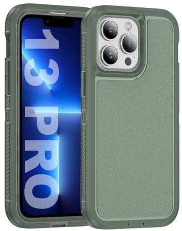 Tuvror for iPhone 13 Pro Case, Shockproof Dustproof Drop Proof, Military-Grade Protection, Dual Guard Case for iPhone 13 Pro (6.1 inch), Green