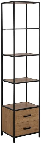 Emob Regal Dover 42cm, 3 Einlegeböden und 2 Schubladen - schwarz/Wildeiche
