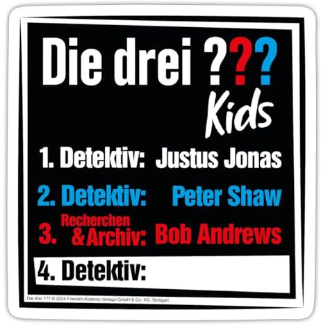 Spreadshirt Die Drei Fragezeichen Kids Titel Personalisierbar Sticker, max. 10x10 cm, 10 x 10 cm, Mattweiß