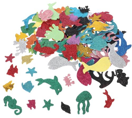 300 Stück Glitzer Meeresleben Moosgummi Sticker Sticker mit Unterwasser Motiven Bläschen Oberfläche für zum Basteln Gestalten und Dekorieren von Grußkarten Bastelarbeiten und Scrapbooking