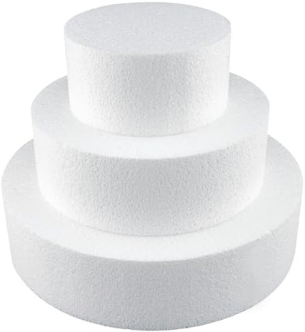 ASelected 3er Set Styroporplatten Styropor Torte H 5cm Durchmesser 10 CM 15 CM 20 CM Tortenrohling Styroporform Rund Styroportorten Kuchen Attrappen für Schulprojekte Blumenkunst und Kunsthandwerk