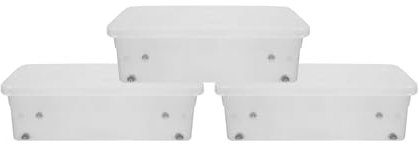 simpa 32 Litre 32L Stackable Compact Underbed Plastic Wheeled Storage Box with Clear Lids - 17cm (H) x 60cm (L) x 40cm (W) - Set of 3 Boxes
