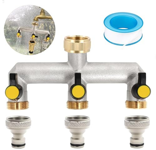 Splitter per Tubo da Giardino,2-Vie Distributore,3/4 Distributore a 2 Vie per Rubinetto Giardino con Valvola Indipendente,Splitter per Rubinetto a 2 Vie da 3/4&1/2,Rubinetto Esterno Giardino