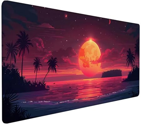 Alfombrilla Ratón Luna, Alfombrilla Ratón XXL 800x300x3mm, Gaming Mouse Pad con Base de Goma Antideslizante, Alfombrilla Raton Impermeable para Accesorios Pc Gaming, Regalos para Hombre, Rojo 1-2-O
