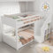 Merax 3FT Bunk Bed, Children's Bed, with Storage Stair, Fall Protection and Railings, Cabinets, Kids Children Teenagers, White (2 * 90x190cm)