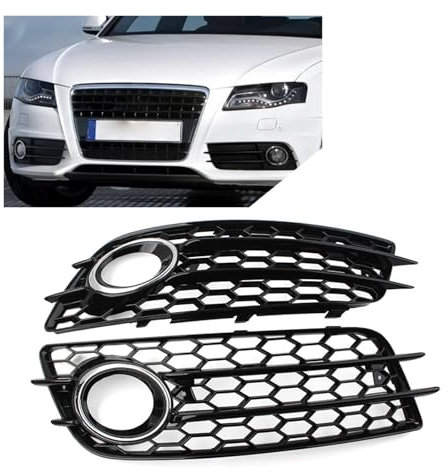 1 paire voiture en nid d'abeille de pare-chocs avant de goutte de poultuage de brouillard(Chrome Black)