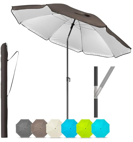 4smile Sonnenschirm Strand 160 cm in Taupe - Höhenverstellbarer Strandschirm SunnyJoy UPF 50+ für Sonnenschutz Strand, Strandschirm windfest stabil - Sonnenschirm mit Schutzhülle, Gartenschirm
