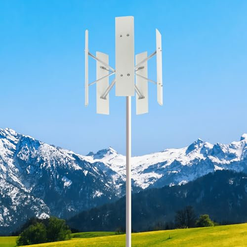 500W Vertikalachsen Windturbinen Generator 5-Blatt 12V/24V Windturbinen Generator Windkraftgenerator für Haushalten, Schiffen, 4 Loch Flanschbefestigung (24, Volt)