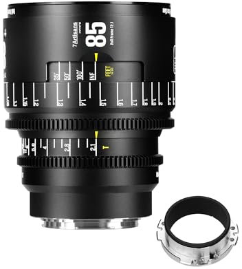 Obiettivo cinematografico manuale professionale full frame 7artisans 85 mm T2.1 serie Infinte, compatibile con attacco EF per fotografia e riprese video, nero