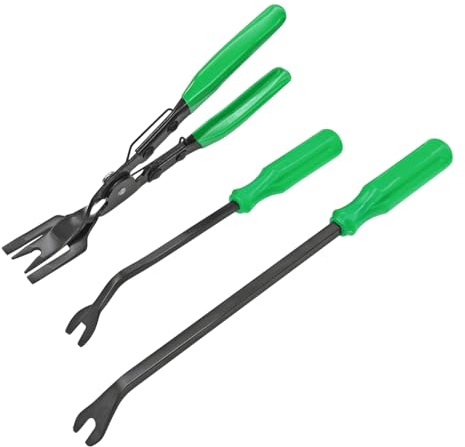 JNNJ 3 Pièces Outil Demontage Garniture Voiture, Pince à Dégrafer, Kit De Pinces à Dégrafer pour ôter Les Rivets Et Clips De Fixation, Pince à Degrafer pour Tableaux De Bord Voiture(Vert)