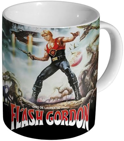 Flash Gordon 1980 - Ceramic Coffee & Tea Mug 11oz - Durable Glossy White Cup - Cult Classic Film Gift for Sci-Fi Fans