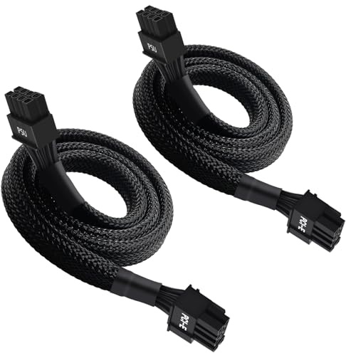 COMeap (2er-Pack) PCIe Adapterkabel für Corsair Netzteile, ATX 8-Pin (CPU) auf PCIe 8-Pin (6+2) Adapter, geschirmt 25-Zoll (63cm)