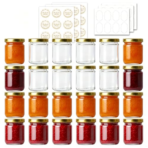 ComSaf 120ml Marmeladengläser Klein mit Goldenem Deckel 24er-Set,Luftdichte