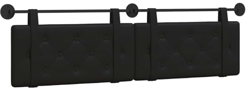 vidaXL Hängendes Kopfteil Schwarz Kunstleder, Elegantes modernes Kopfteil, rechteckiges Design, Wandmontage, gepolsterte Rückenlehne, minimalistisches Schlafzimmerdekor