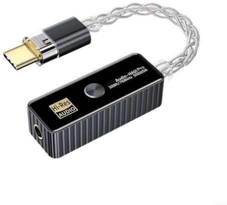 Risveglio HiFi-USB-Audio-Decoder mit 384 kHz DSD256-Unterstützung, Typ auf 3,5-mm-Kopfhörer für Verstärker für iPhone für iPad PC, für Compact (graues Upgrade)