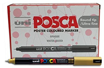 uni Posca PC, 1.M.R Ultra ball, feine Spitze, Gold, 12 Stück