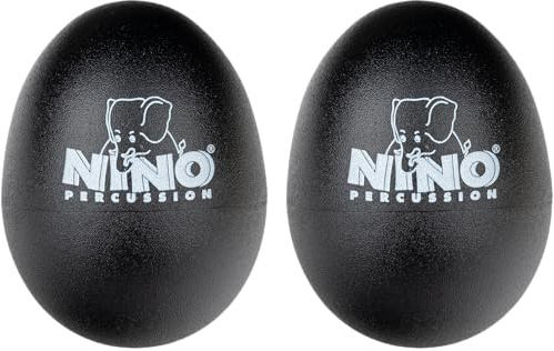Nino Percussion Egg Shaker, Schwarz (NINO540BK-2) | Musikinstrument für Kinder ab 3 Jahren, 2 Stück, Kunststoff