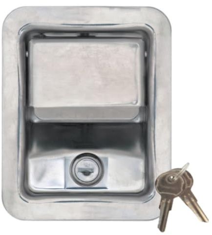 Buyers Products L3885RLS Stainless Steel Rotary Single Point Paddle Latch, 1/2 Inch Striker, Locking Tool Box Latch for Utility Boxes, Tack Boxes & More