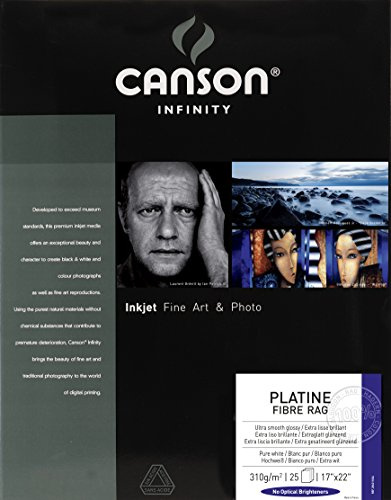Canson Infinity Platine Fibre Rag Fine Art Paper, 310 Gram , 17 x 22 Inch, 25 Sheets