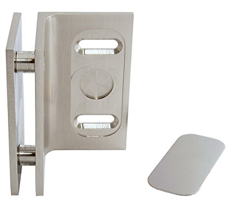 Winkelverbinder Fixum XL, Glas-Wand, Langloch mit Abdeckung, 90°, VA-Finish