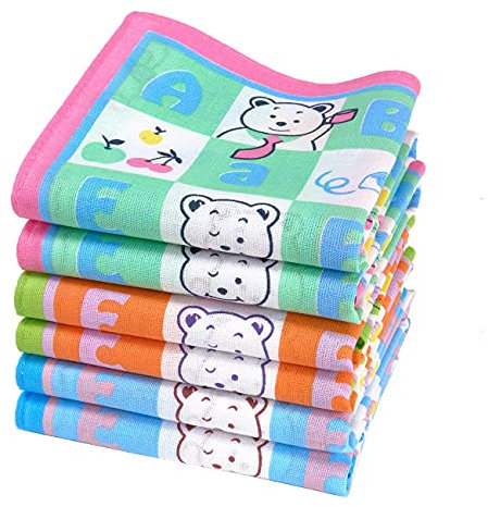 Merrysquare - Fazzoletti per Bambini - 6 Pezzi -100% Cotone - Misura Piccola 30 x 30 cm (Piccolo)