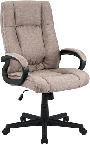 CLP Bürostuhl ergonomisch mit Rollen und Höhenverstellung, Chefsessel höhenverstellbar und Wippfunktion, rückenschonend, Drehstuhl Sparta Farbe Taupe