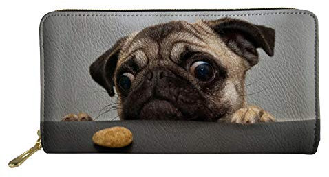 Coloranimal 3D Mops Hund gedruckt Lange Brieftasche Clutch Bag Geldbörse für Frauen