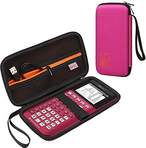BOVKE Robuste Tragetasche für Grafiktaschenrechner für Texas Instruments TI-84 Plus CE/TI-83 Plus CE/Casio fx-9750GII, mit zusätzlicher Reißverschlusstasche für Kabel, Handbuch, und Utensilien, Pink