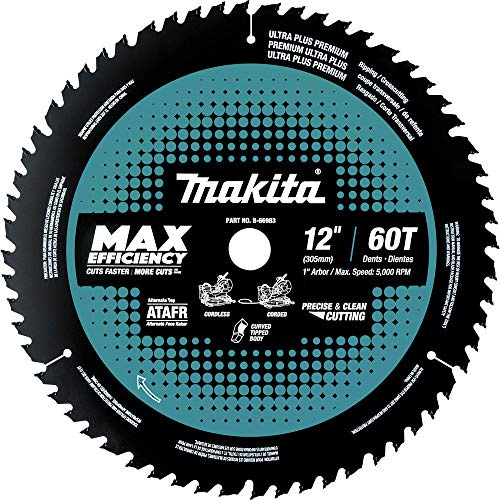 Makita B-66983 Gehrungssägeblatt, Hartmetallbestückt, max. Effizienz, 60 Zähne, 30,5 cm