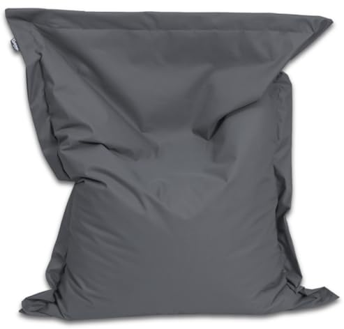 BuBiBag Sitzsack 100x70 cm mit Füllung – Handgefertigt – Bean Bag Indoor & Outdoor – Bodenkissen Liegekissen Kinder & Jugendliche – wasserabweisend bequem – Anthrazit